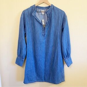 NWT J Crew Denim Long Sleeve Mini Dress Size Extra Small